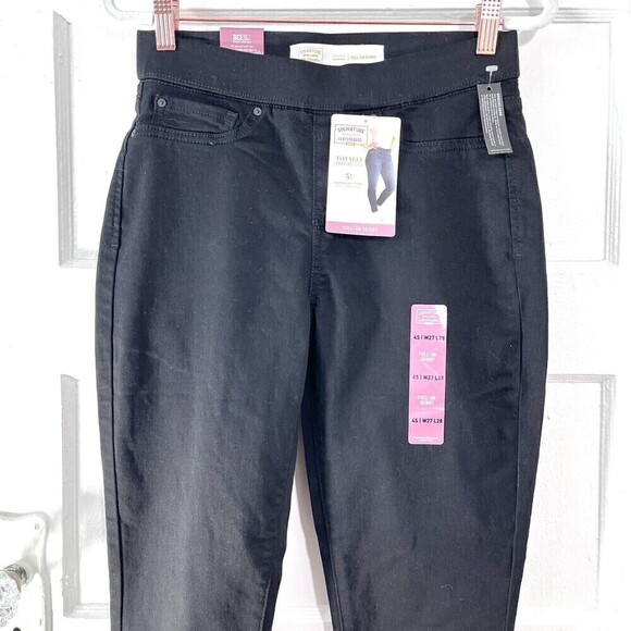 Levi's Signature Jeans Womens 27 x 28 Black Pull-On Skinny High Rise Stretch NEW - Picture 4 of 13